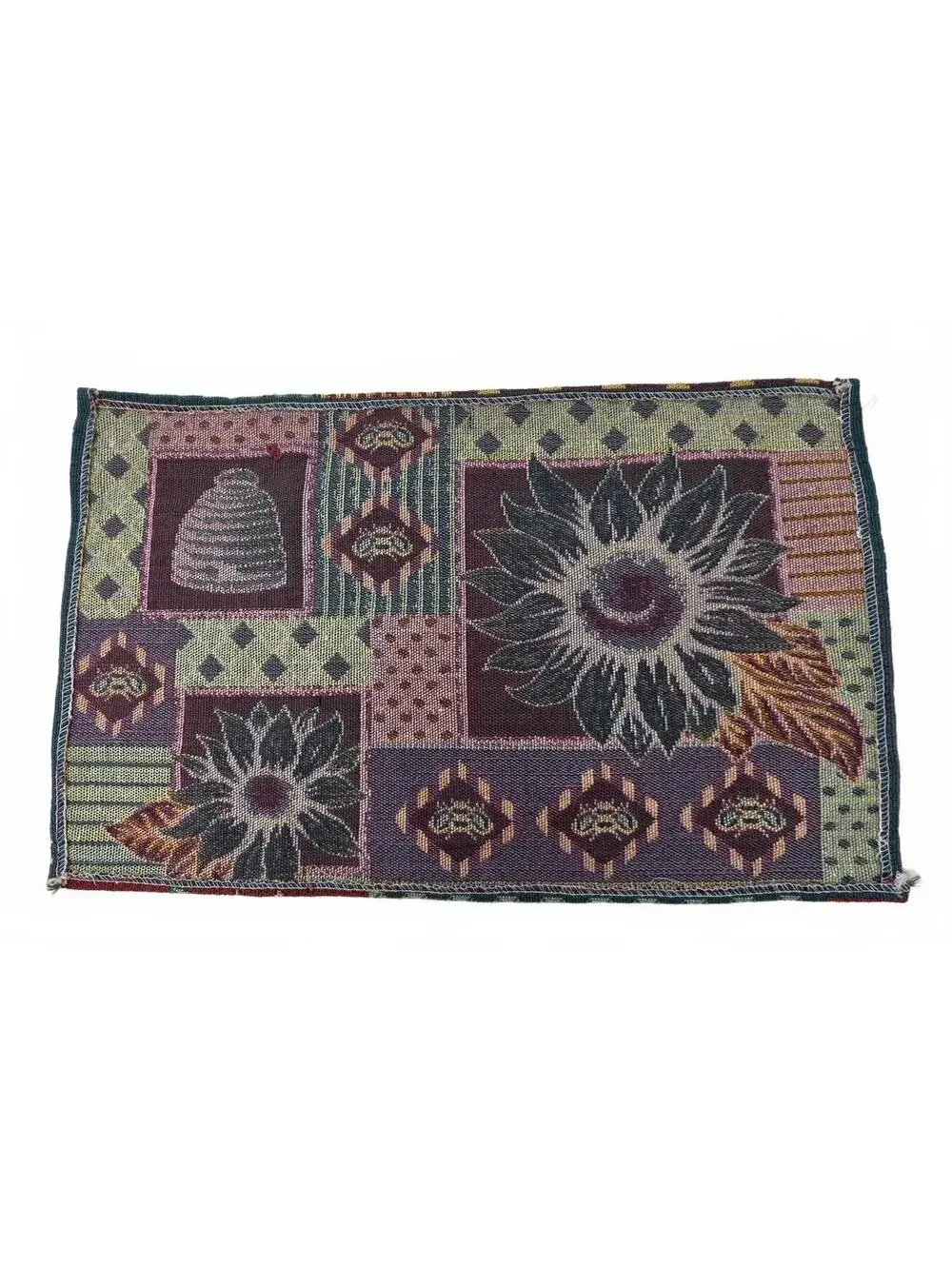 Vintage Sunflower Bee Tapestry Placemats Set of 4 Cottage Farmhouse